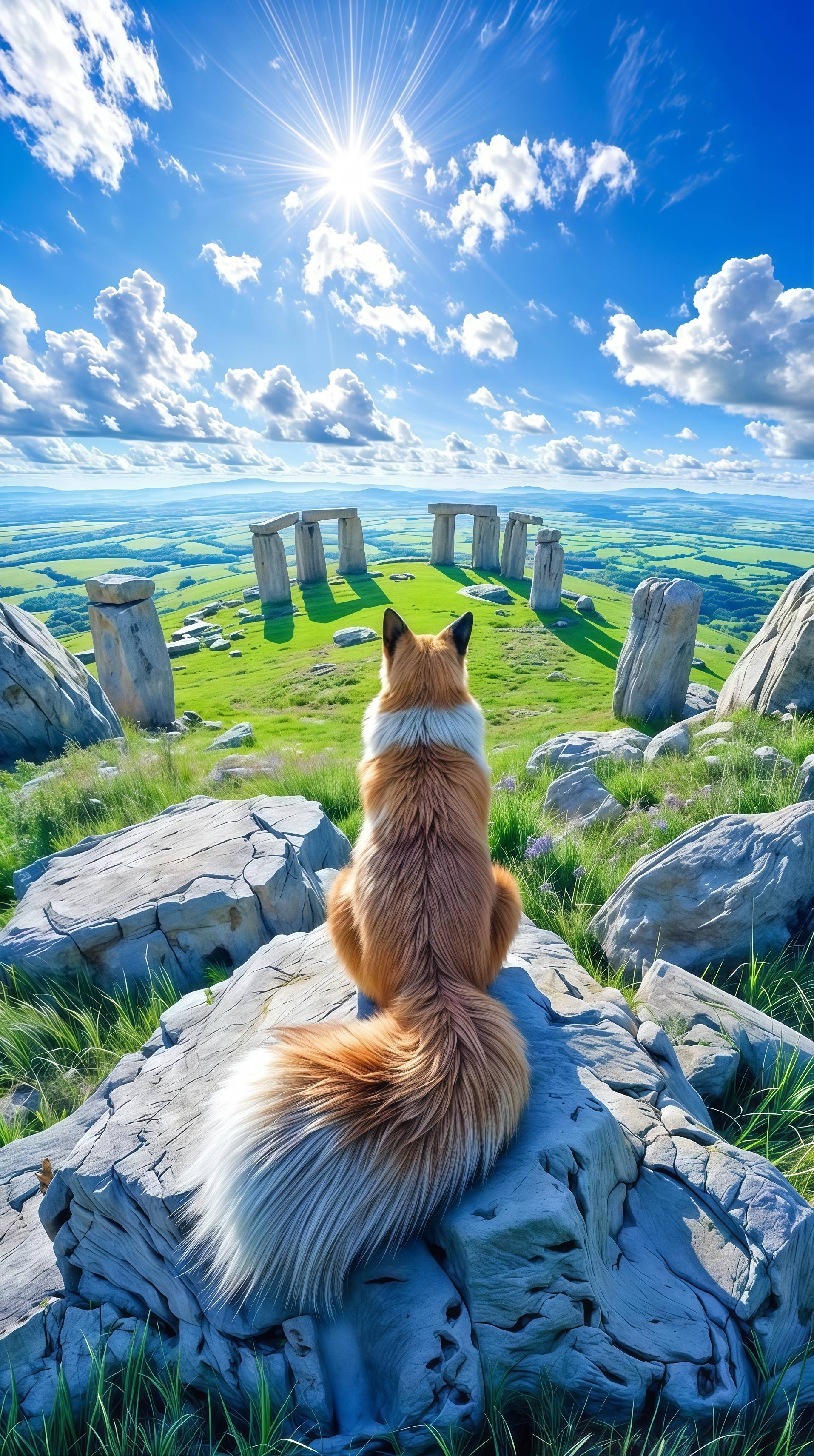 Cute Fox at Stonehenge Wallpaper