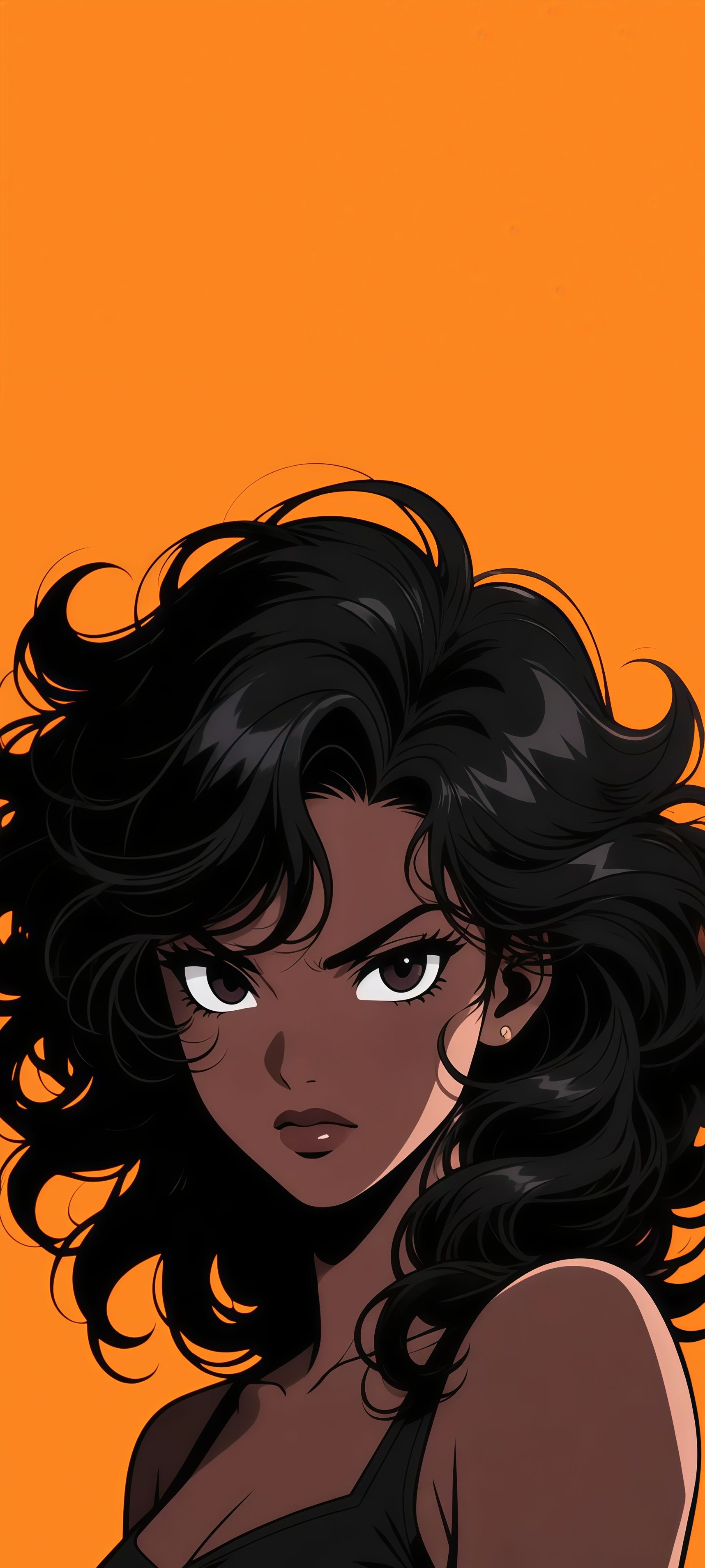Dark Skin Curly Hair Anime Girl Wallpaper