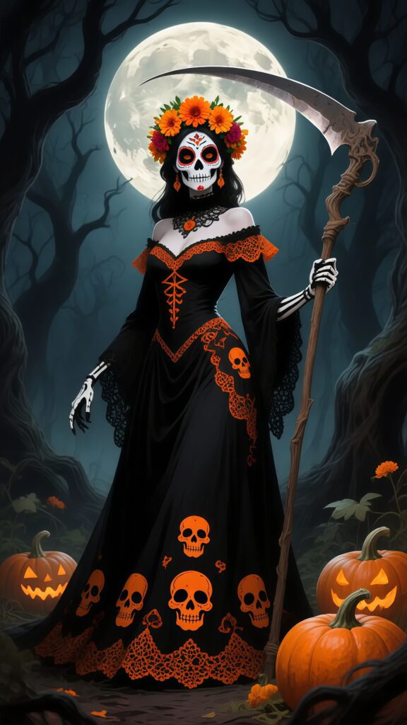 Elegant La Catrina Day of the Dead Wallpaper