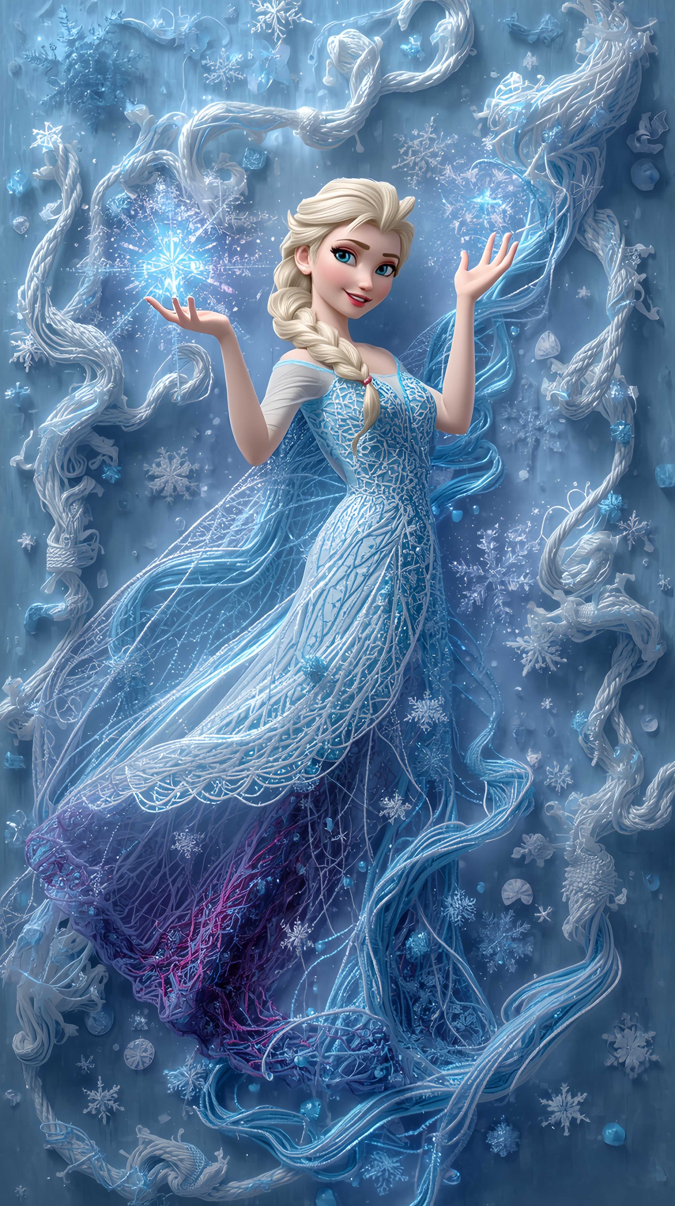 Elsa Frozen Ice Queen String Art 4K Wallpaper