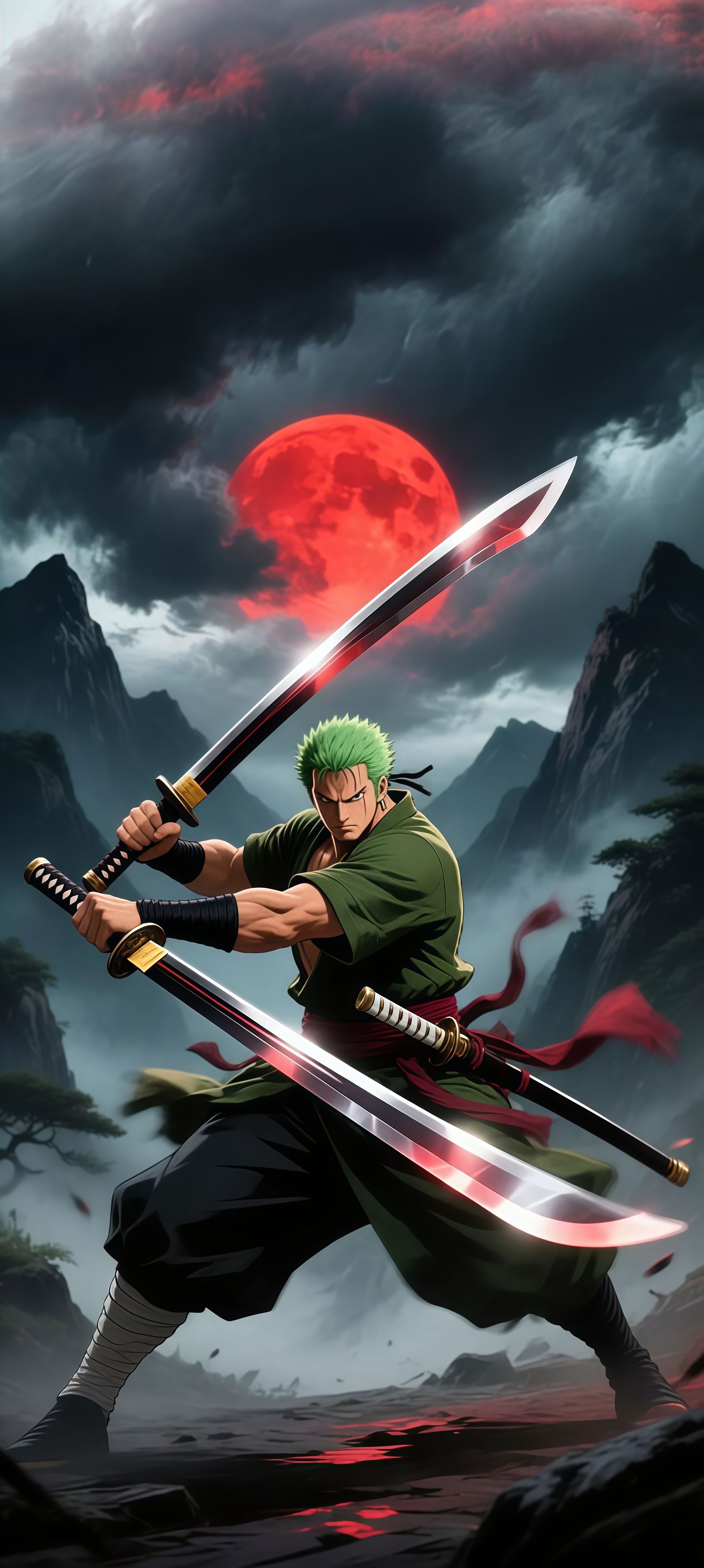 Epic Roronoa Zoro Three-Sword Style Wallpaper