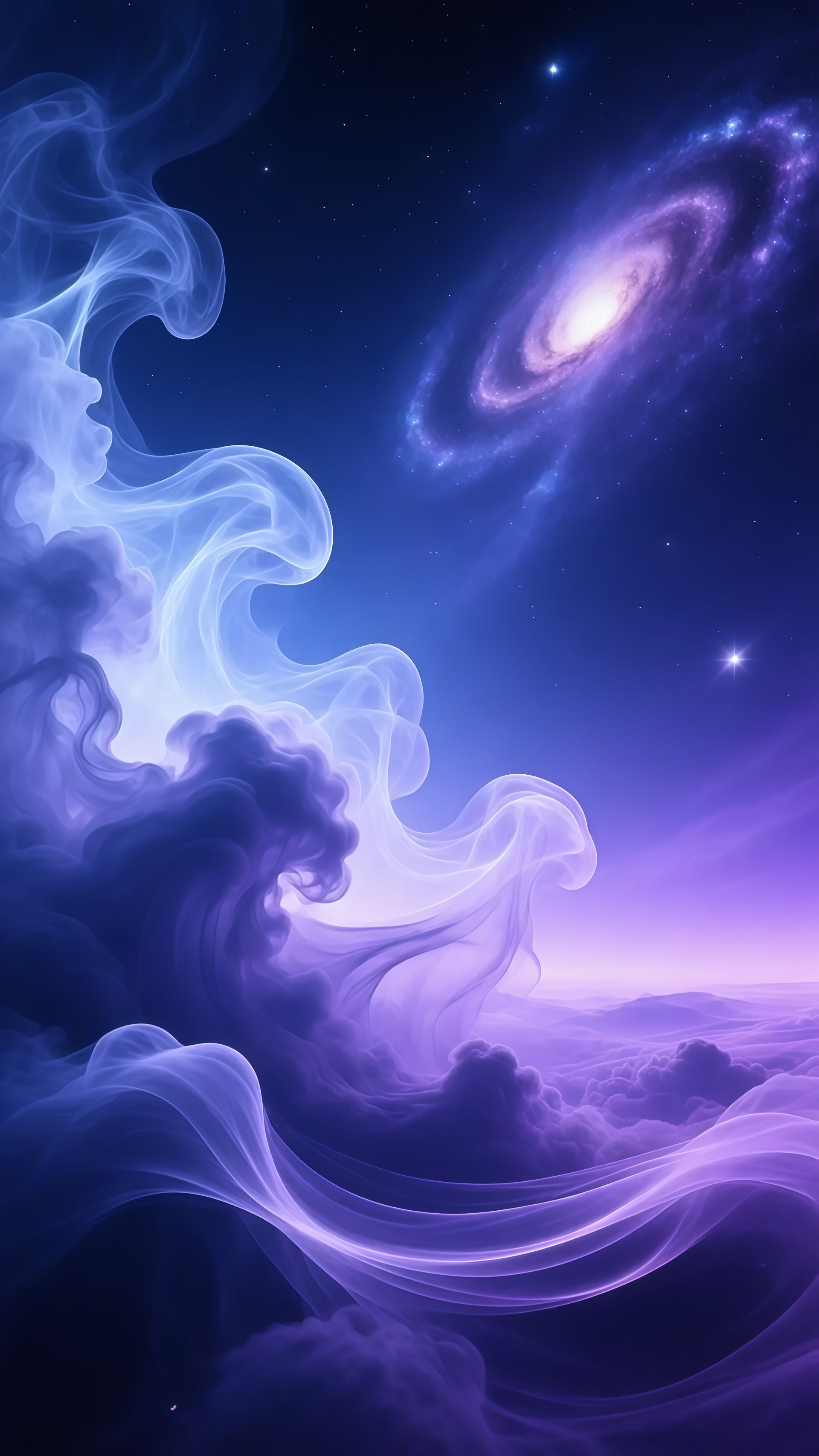 Galaxy Nebula Purple Smoke Cosmic Landscape Wallpaper
