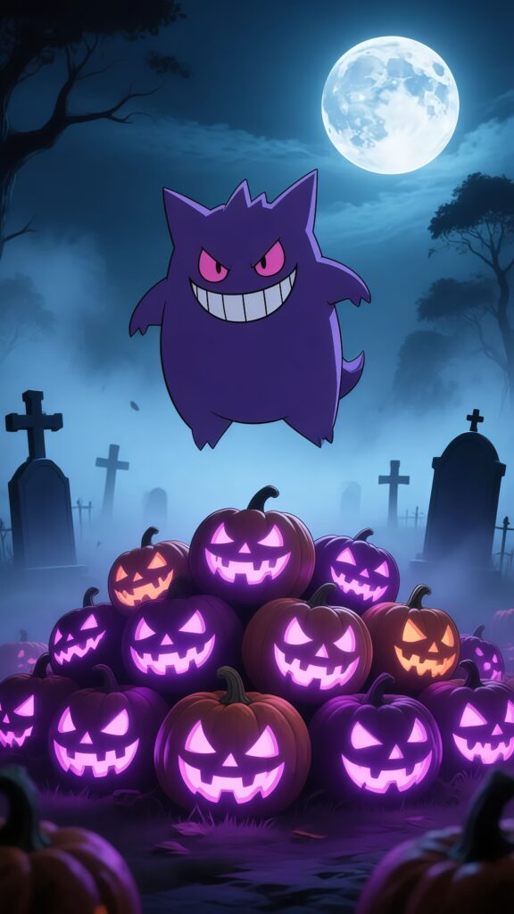 Gengar Pokémon Halloween Graveyard Wallpaper