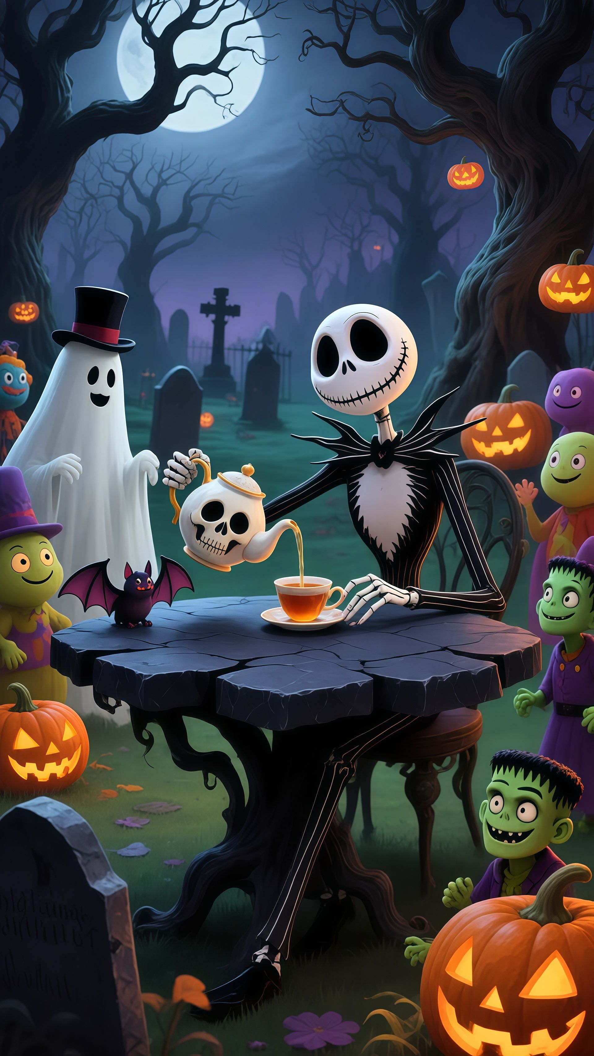 Jack Skellington Graveyard Tea Party Wallpaper
