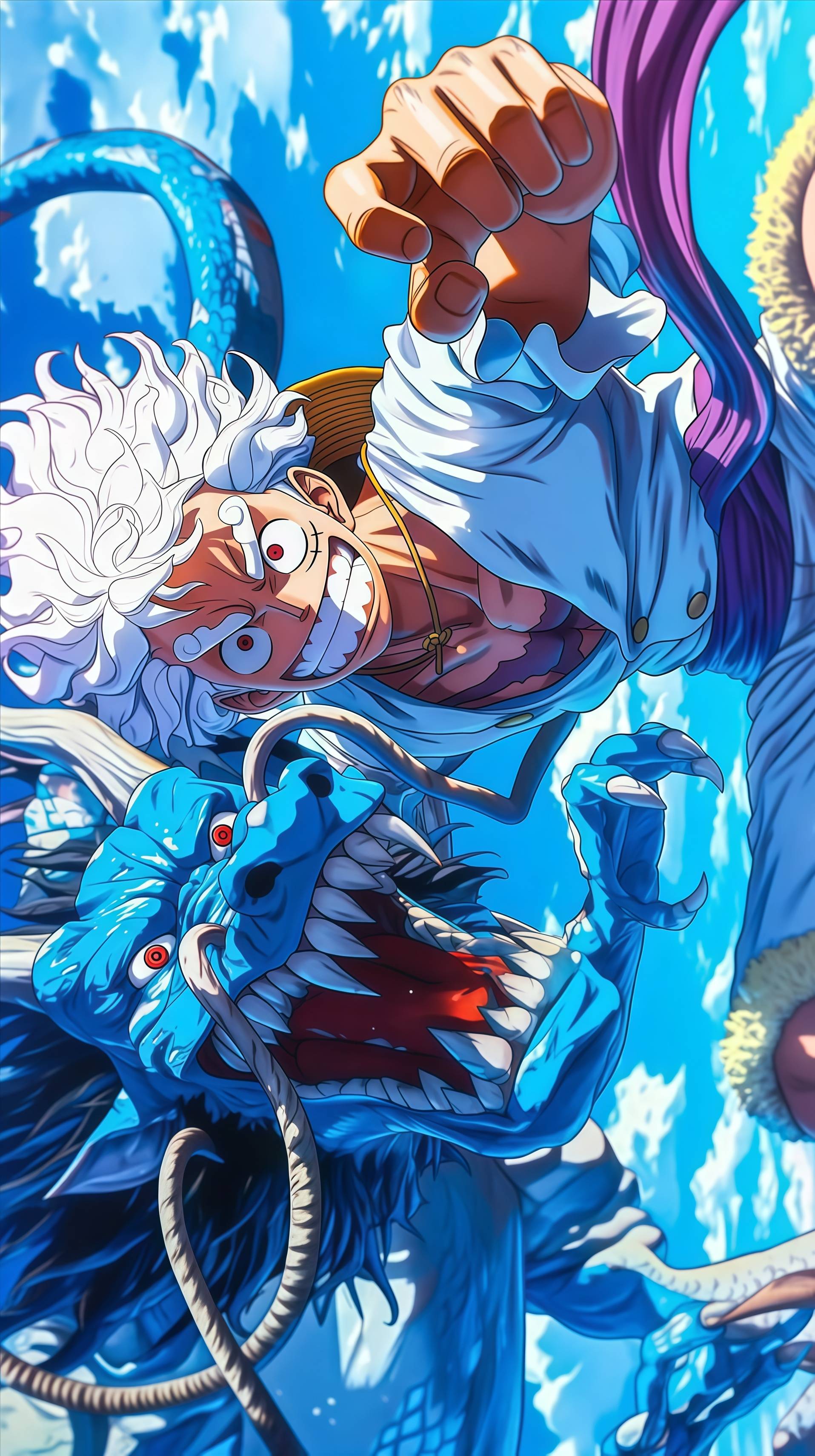 One Piece Luffy Gear 5 vs Kaido Anime Wallpaper