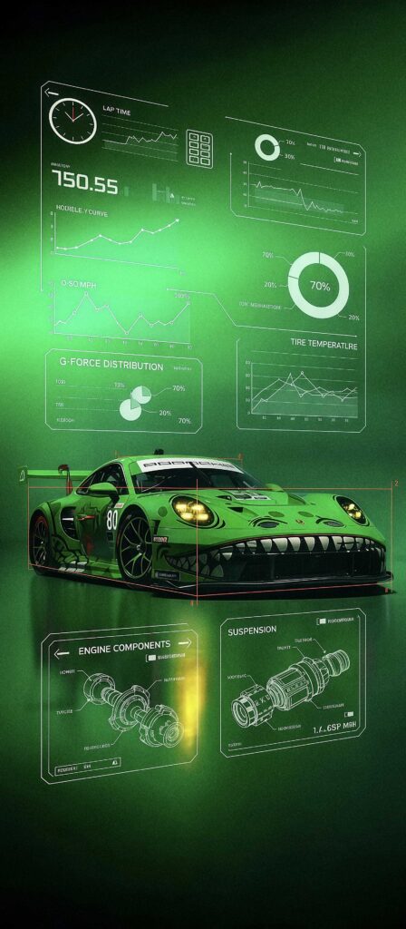 Porsche 911 GT3 R Blueprint Wallpaper