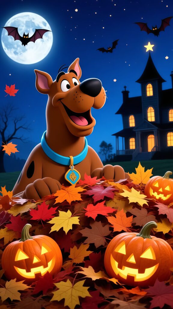 Scooby-Doo Fall Leaves and Pumpkins Wallpaper