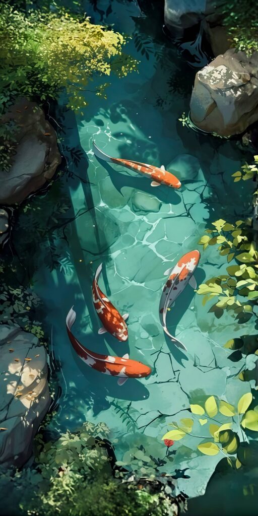 Serene Koi Fish Clear Water Zen Pond Wallpaper