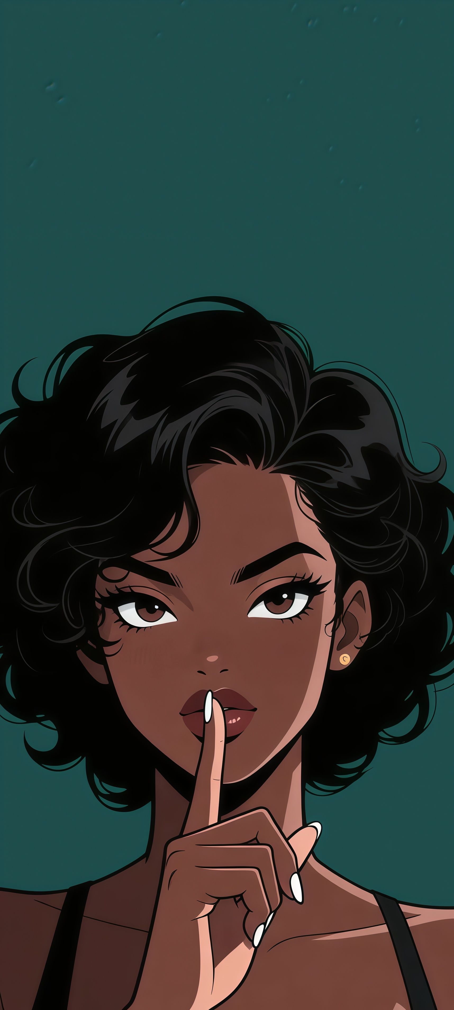 Shh Finger Lips Anime Girl Wallpaper