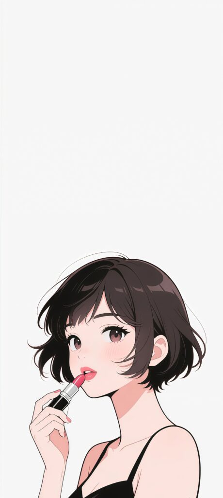 Short Hair Lipstick Anime Girl Wallpaper