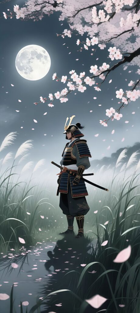 Stoic Samurai Cherry Blossoms Wallpaper
