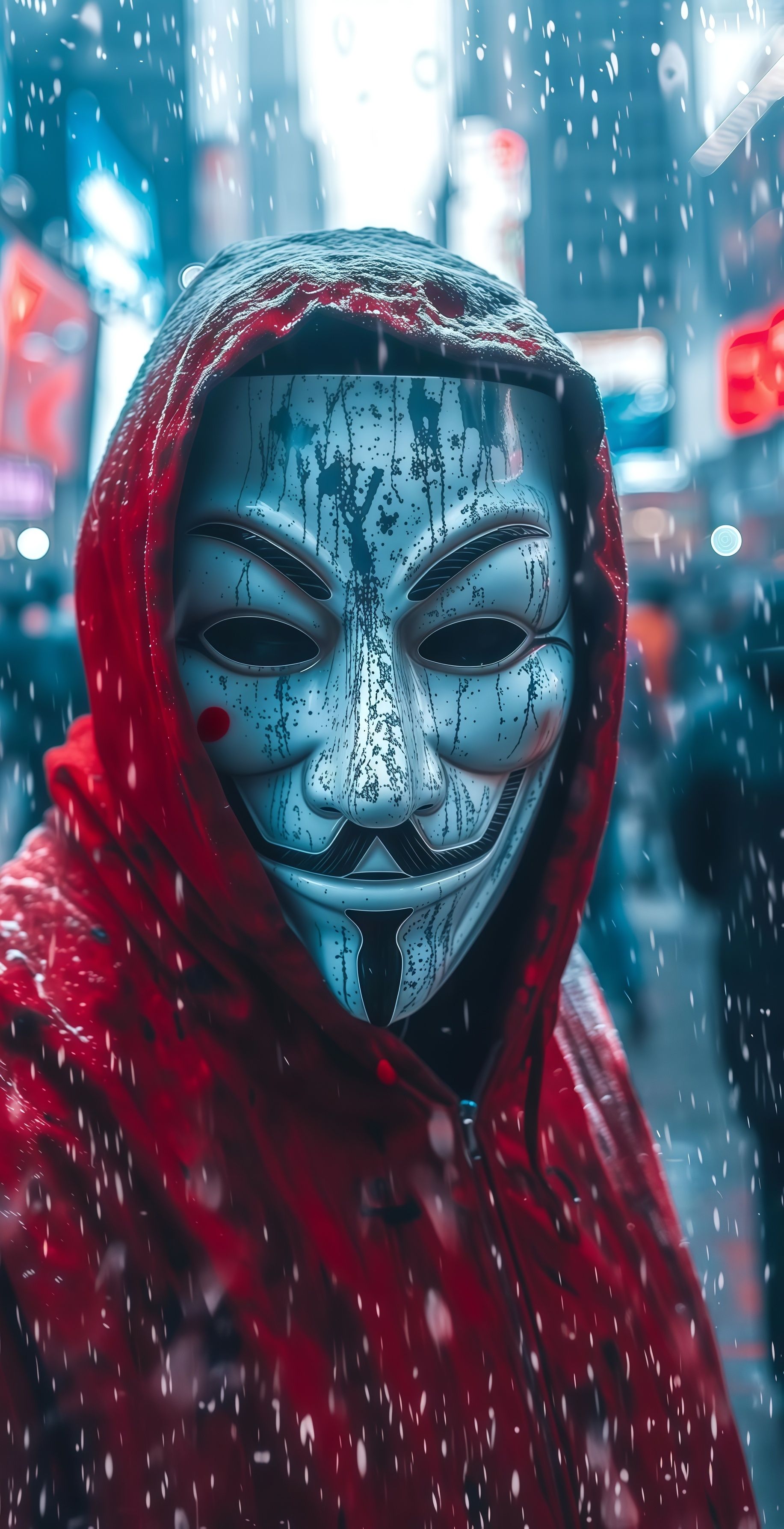 V for Vendetta Anonymous Mask Red Hoodie Wallpaper