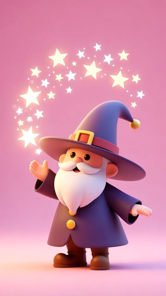 Adorable Cartoon Wizard Magic Wallpaper