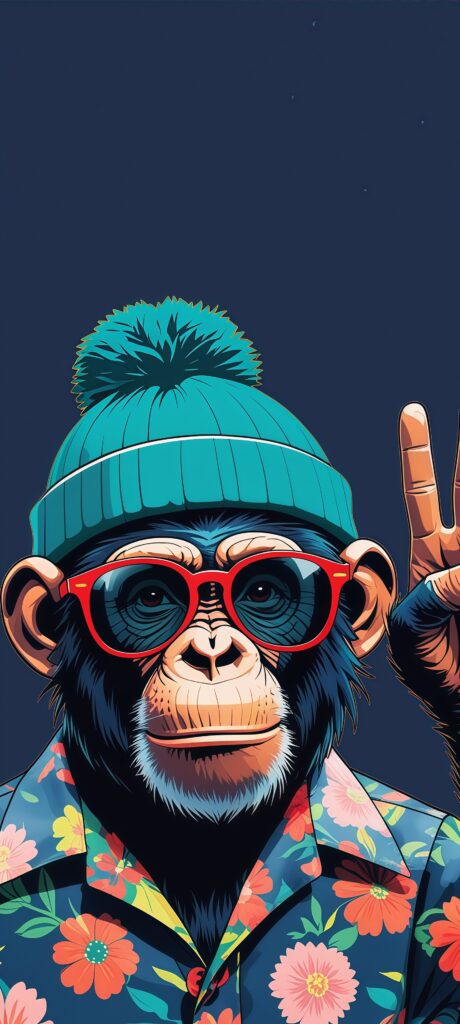 Cool Chimpanzee Pop Art Peace Sign Wallpaper