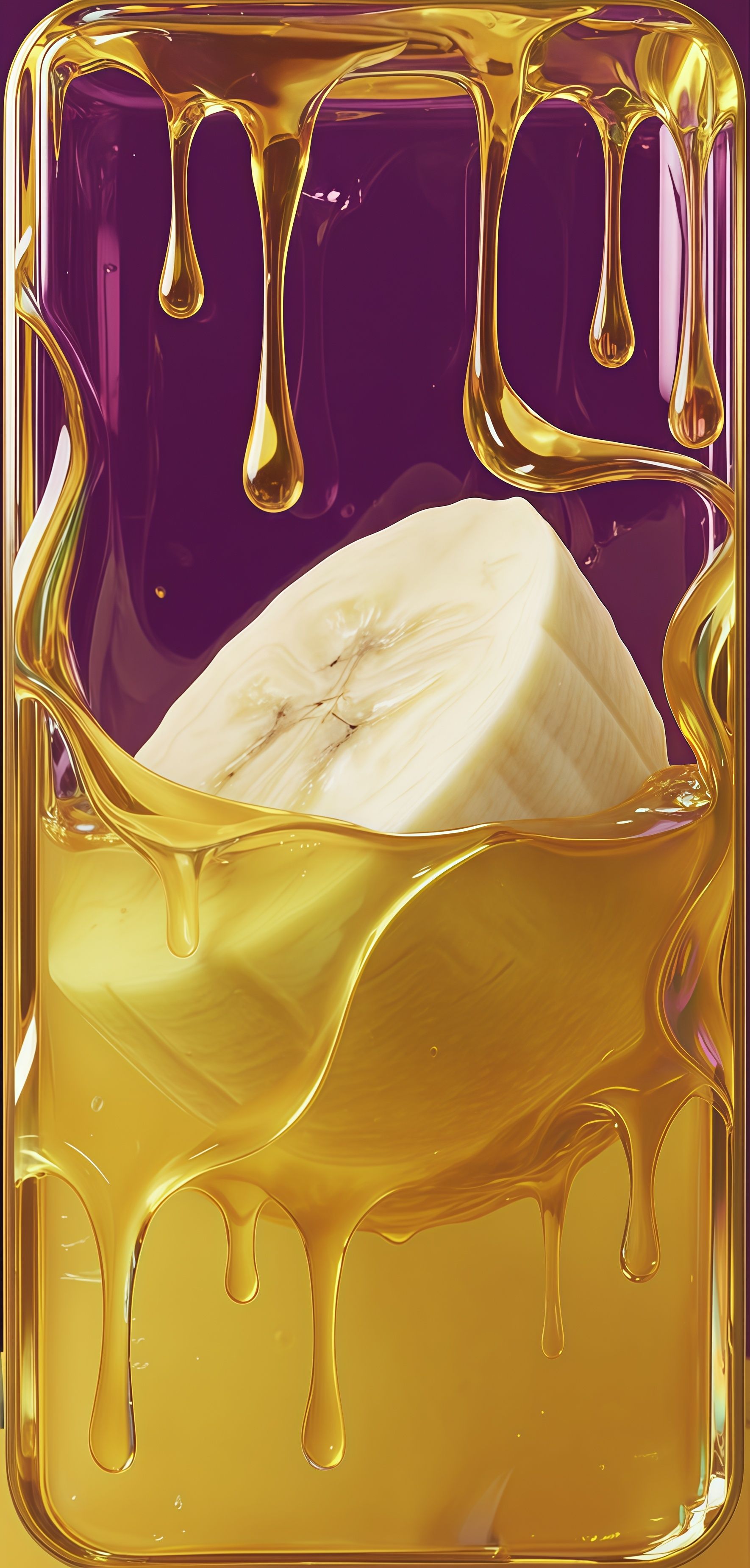 Creamy Banana Chunk and Golden Syrup Drip Wallpaper