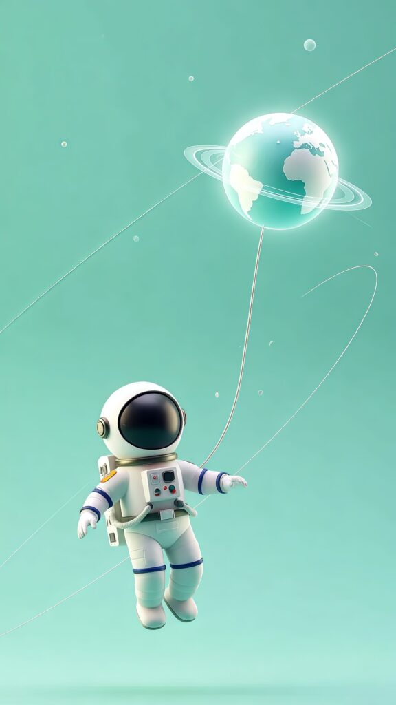 Cute Astronaut Earth Space Wallpaper