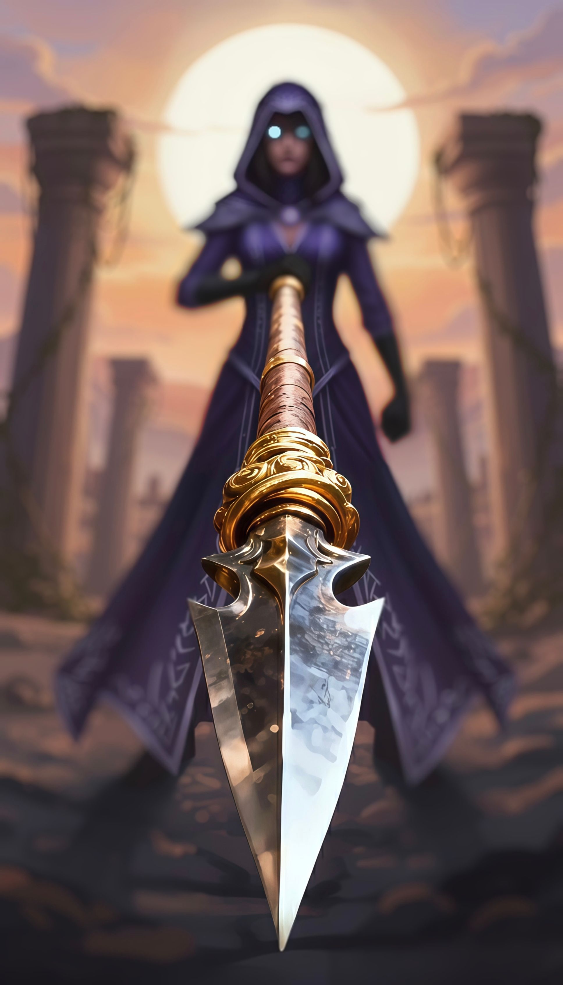 Dark Sorceress Assassin 3D Spear Wallpaper
