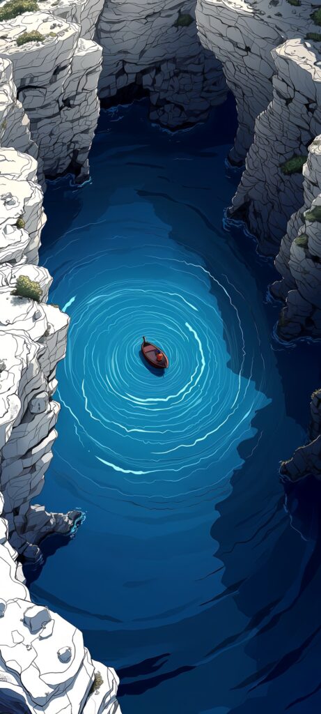 Deep Blue Water Grotto Cliff Boat Wallpaper