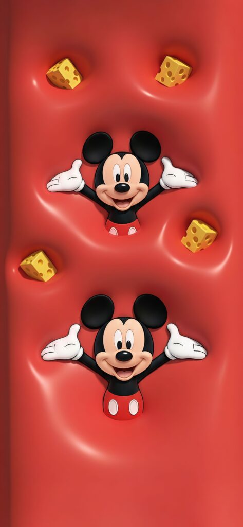 Mickey Mouse Cheese Red Pop-Out Wallpaper