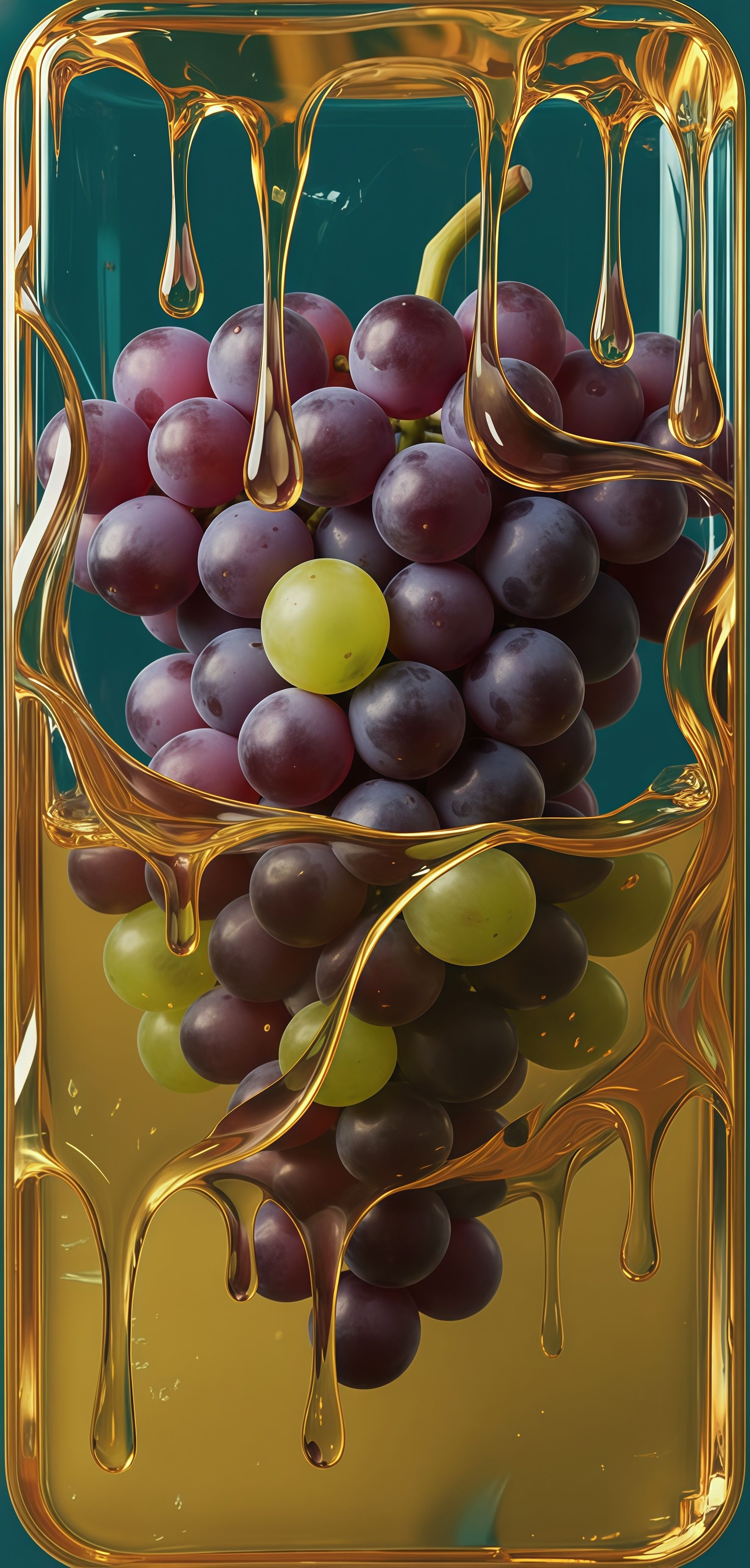 Rich Purple Grapes and Golden Honey Drip Wallpaper