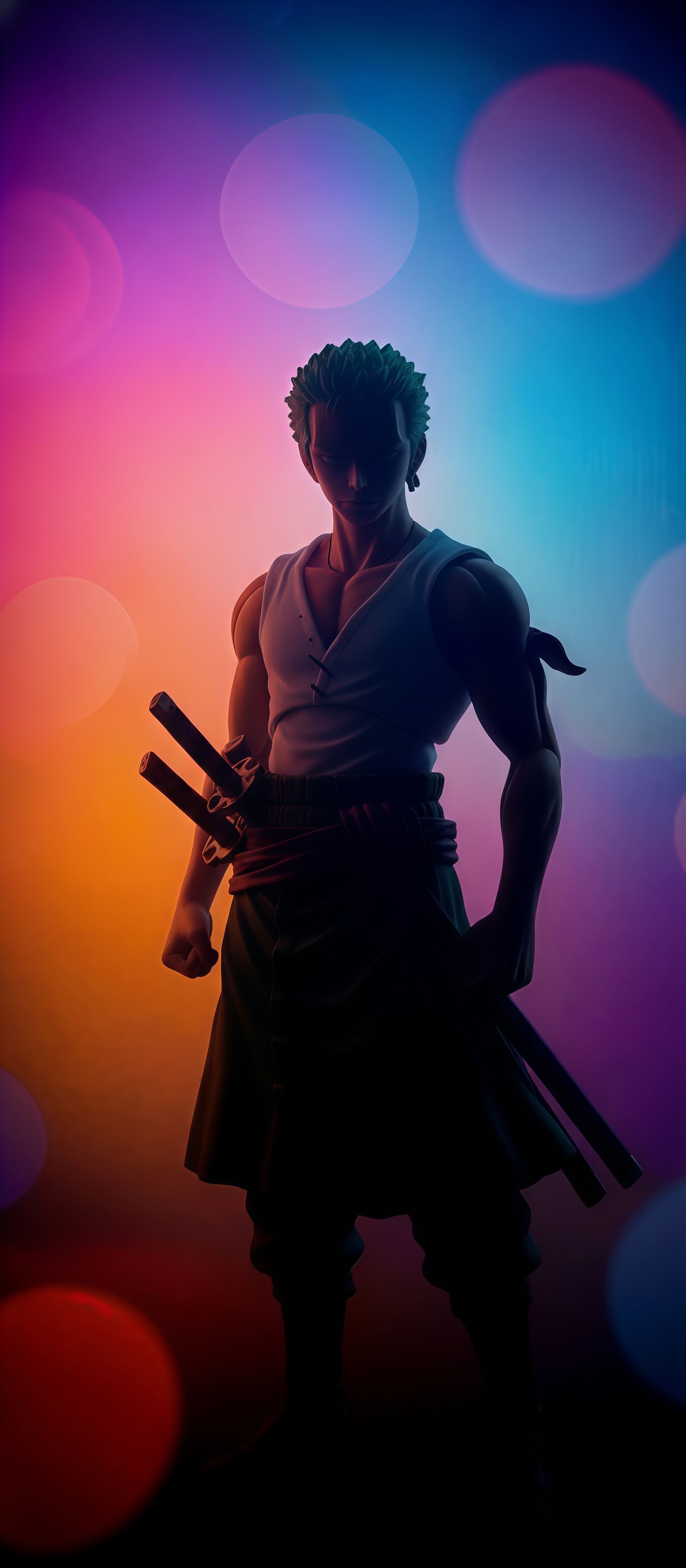 Roronoa Zoro Swordsman Silhouette Neon Wallpaper