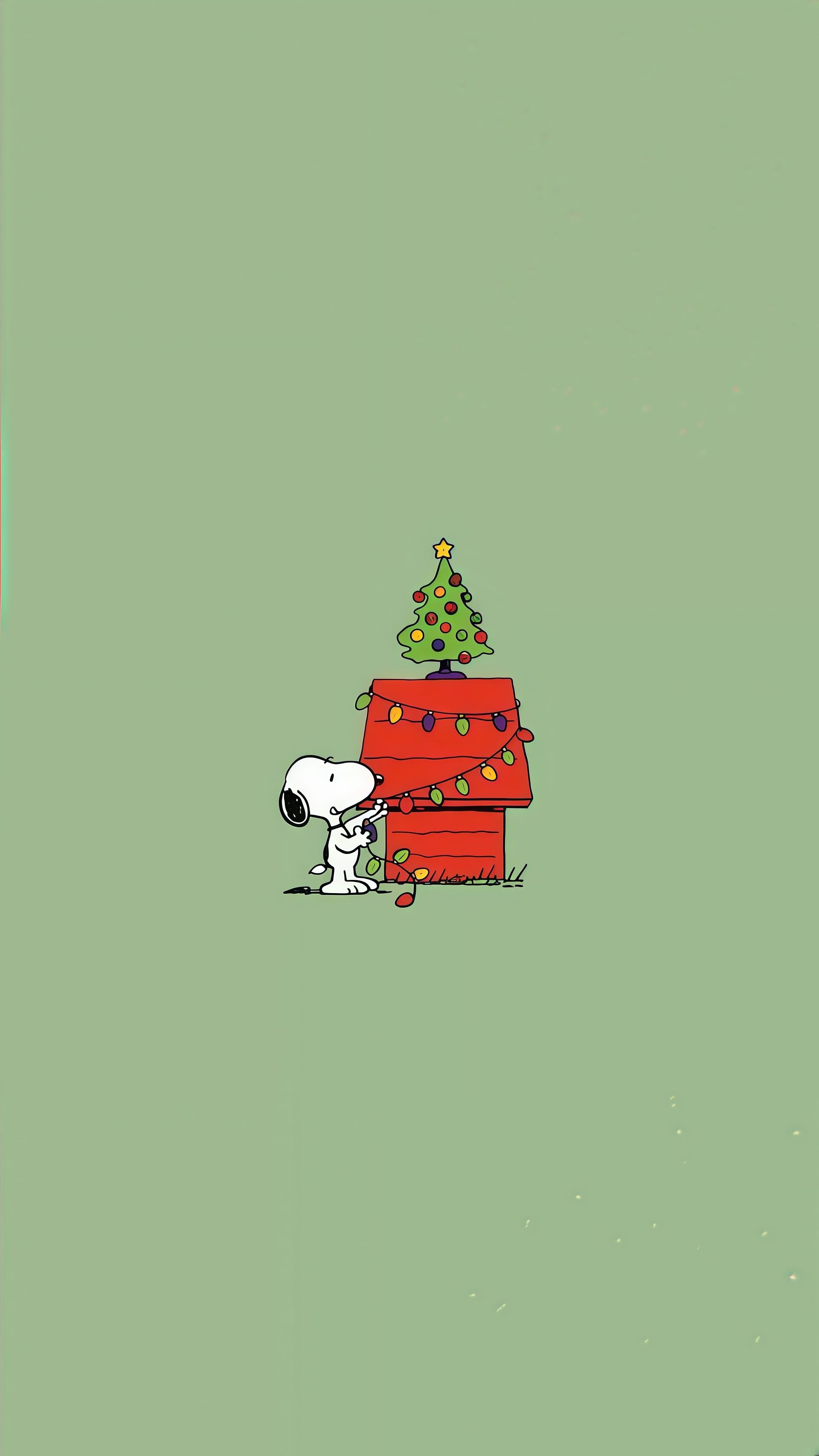 Snoopy and Woodstock Christmas Tree Wallpaper