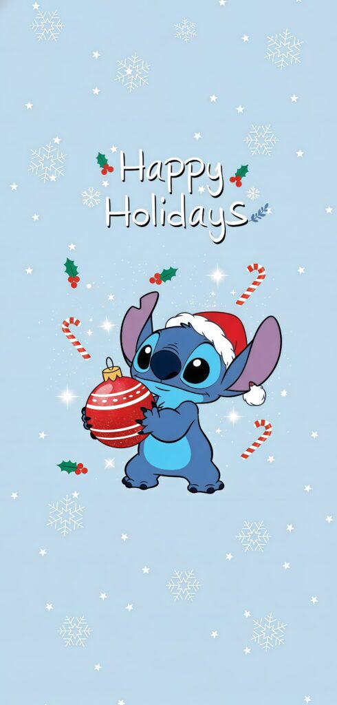 Stitch Happy Holidays Christmas Ornament Wallpaper