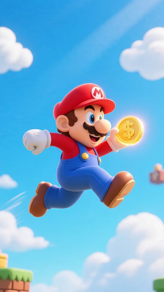 Super Mario Running Gold Coin 3D Wallpaper