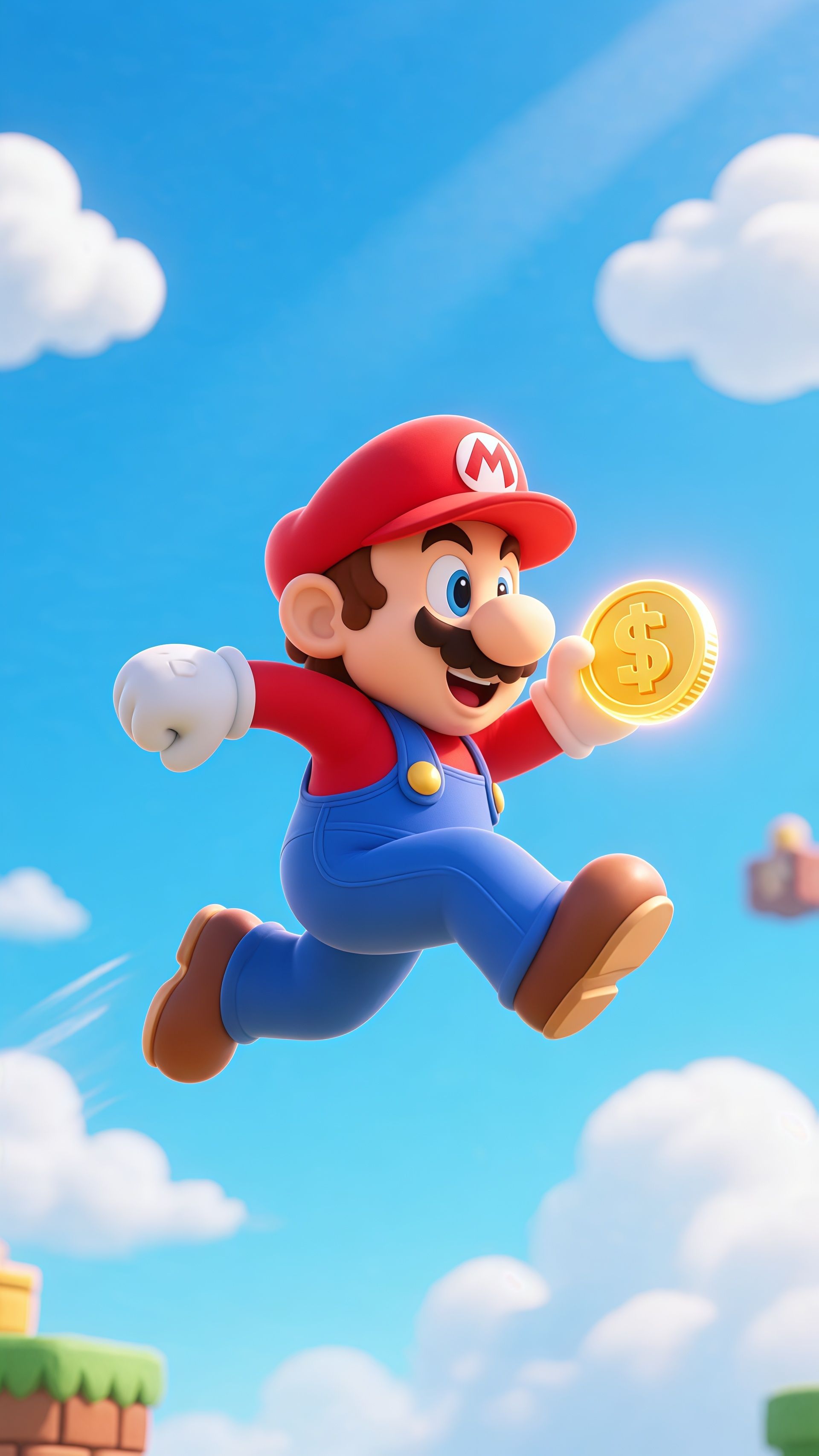 Super Mario Running Gold Coin 3D Wallpaper