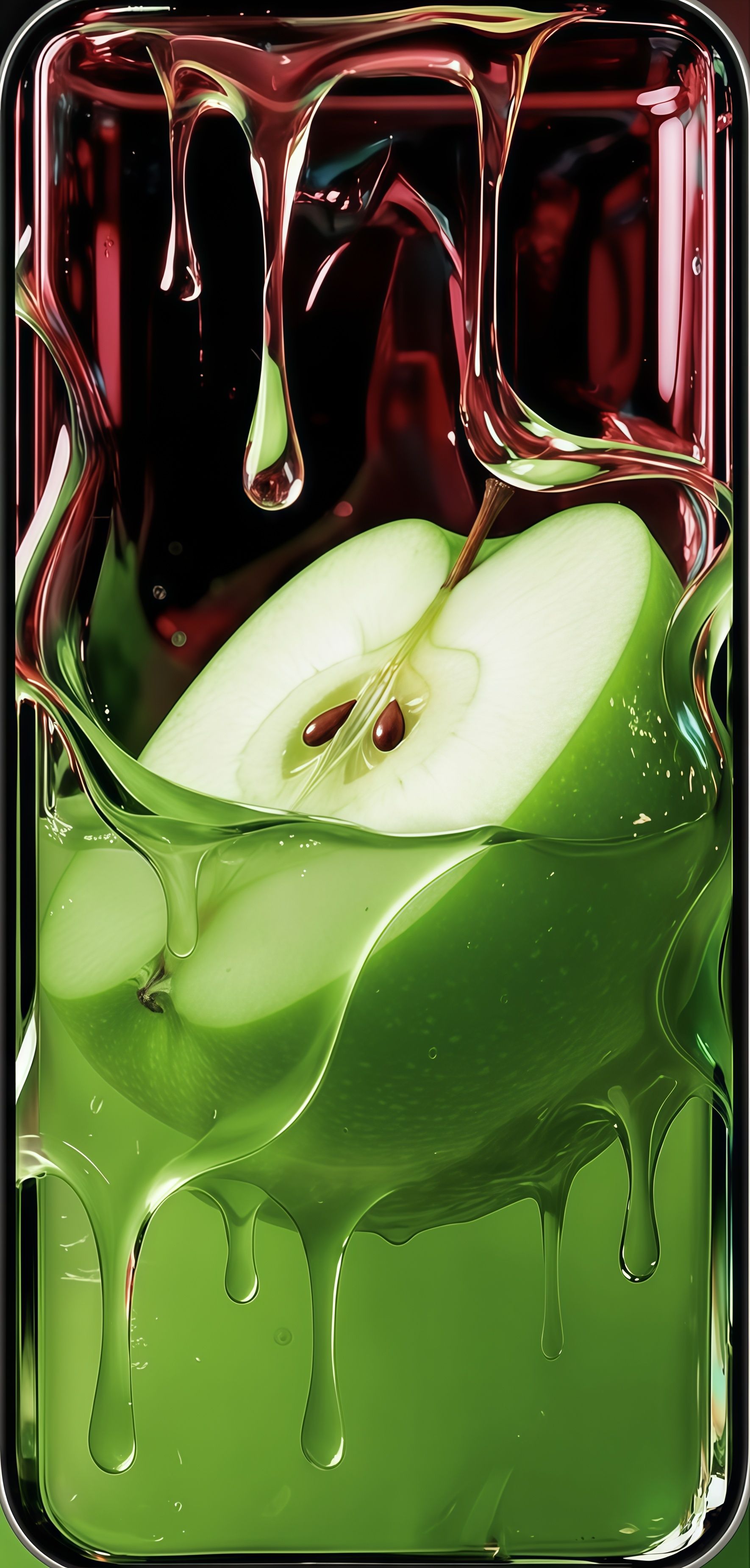 Tart Green Apple Slice and Lime Juice Drip Wallpaper
