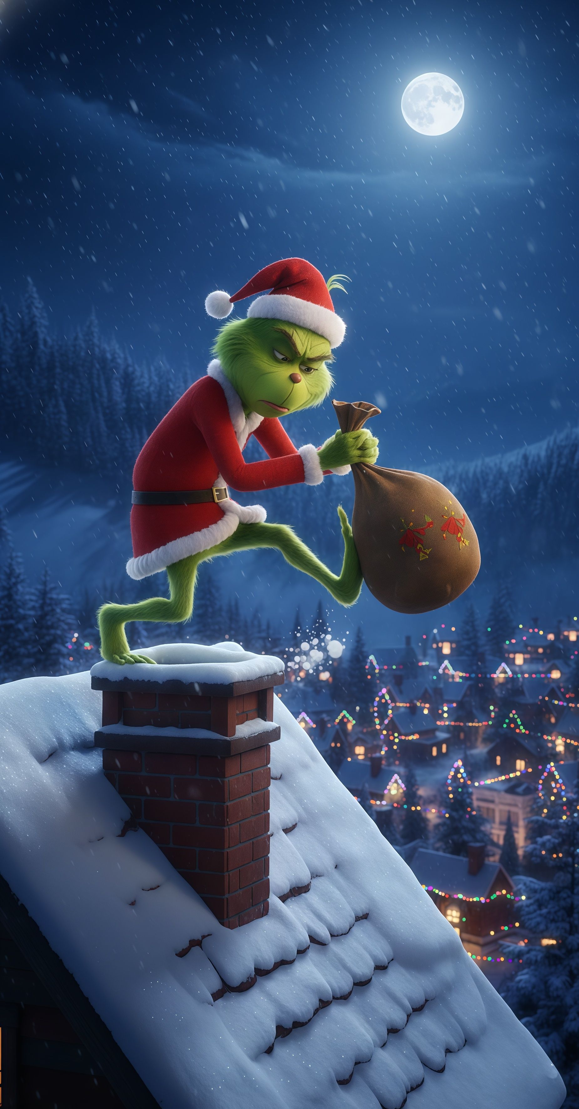 The Grinch Christmas Full Moon Wallpaper