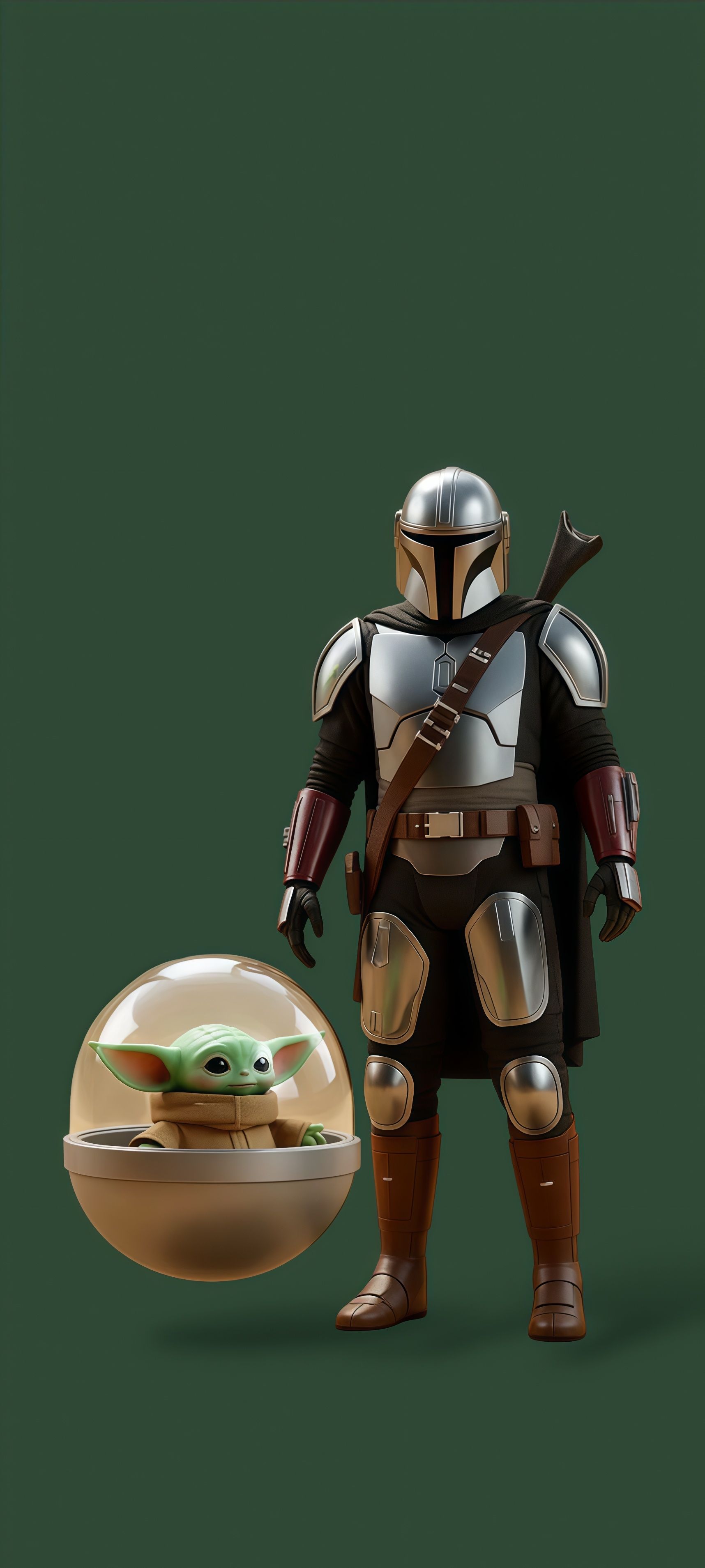 The Mandalorian and Grogu Star Wars 3D Render Wallpaper