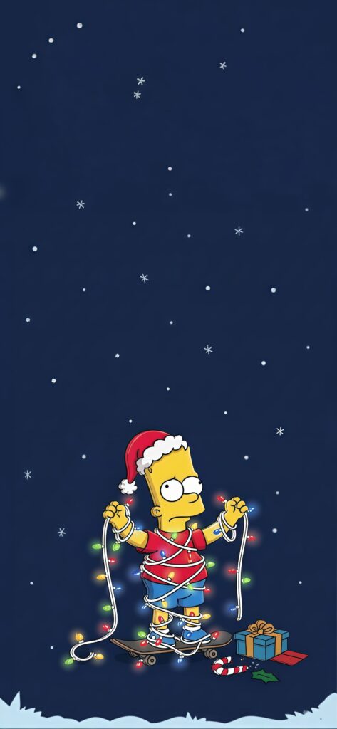 The Simpsons Bart Christmas Lights Wallpaper