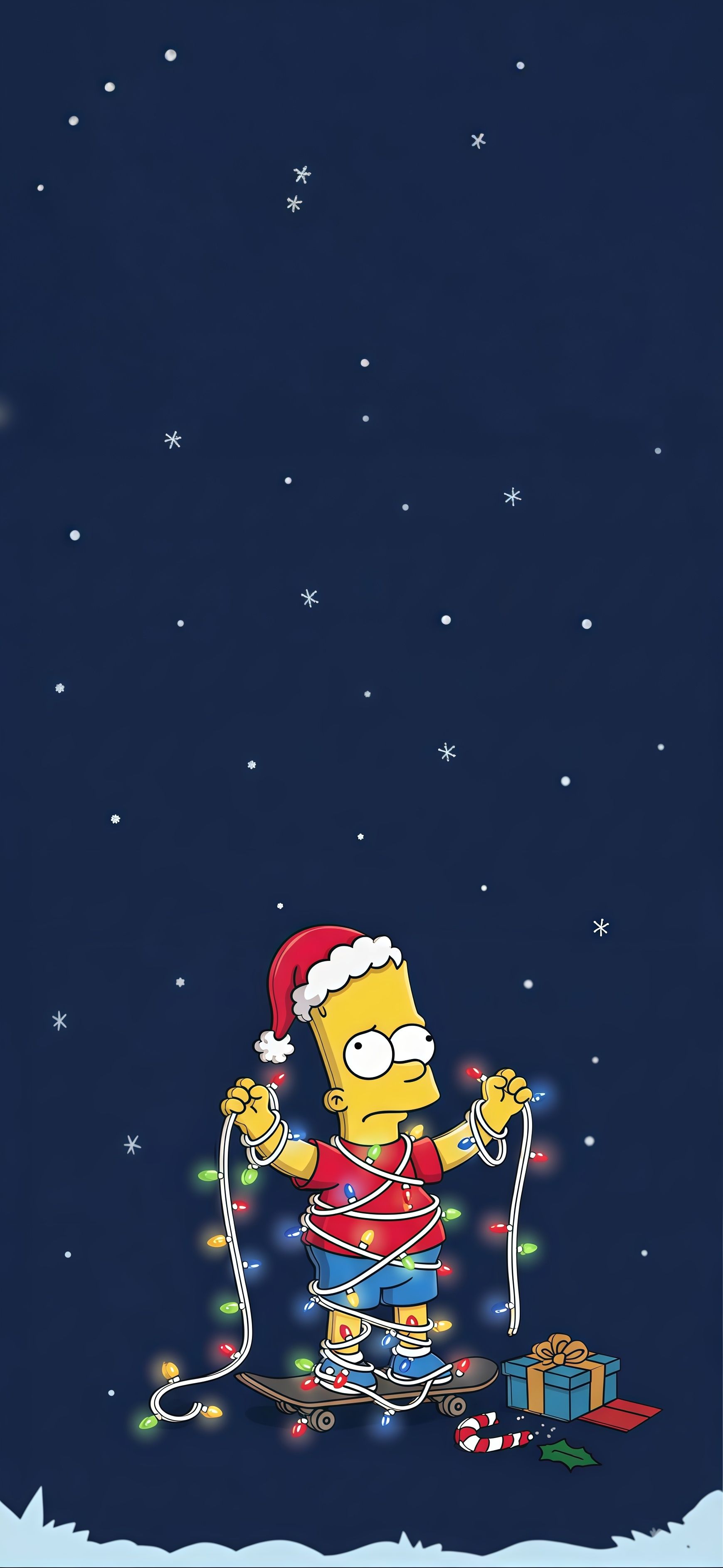 The Simpsons Bart Christmas Lights Wallpaper