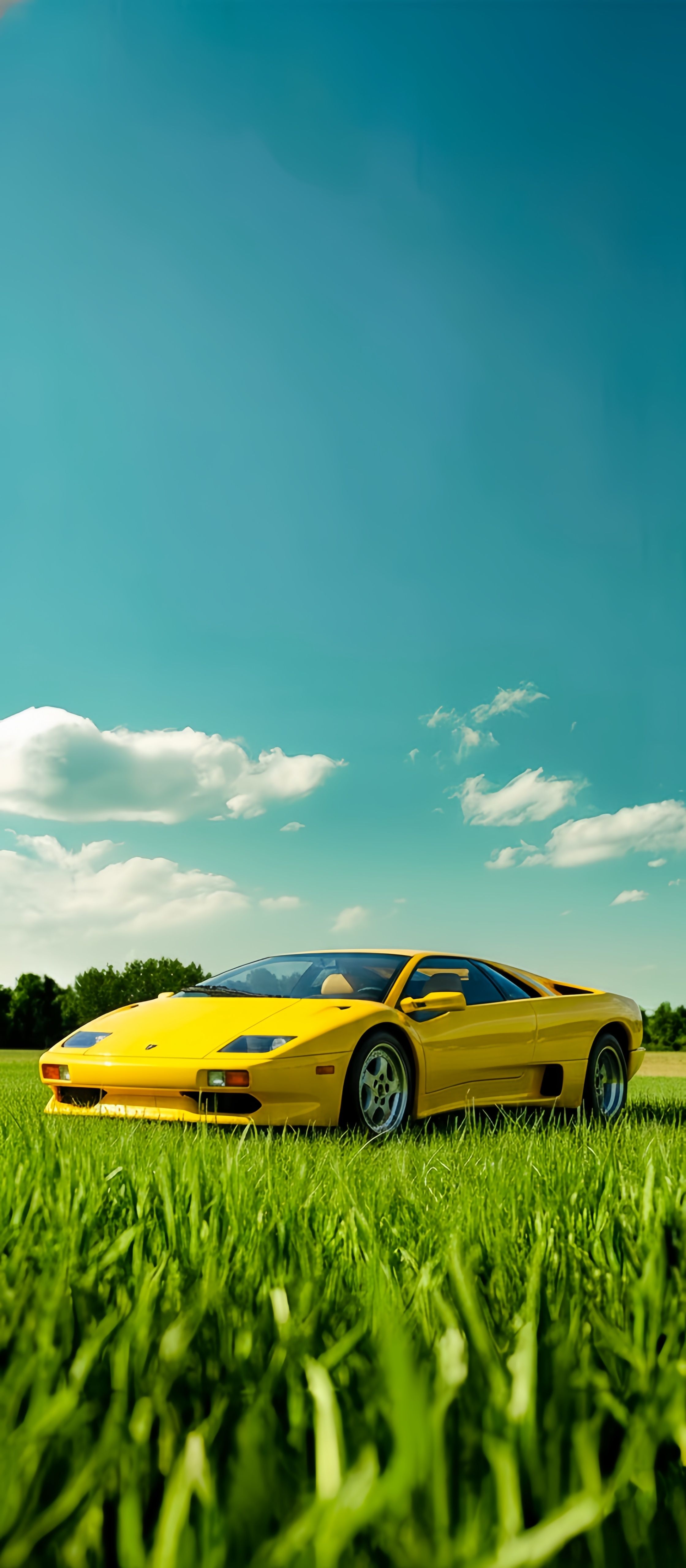 Yellow Lamborghini Diablo V12 Supercar Wallpaper