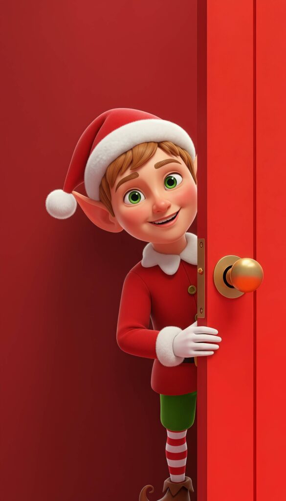 Christmas Elf Peeking Holiday Live Wallpaper