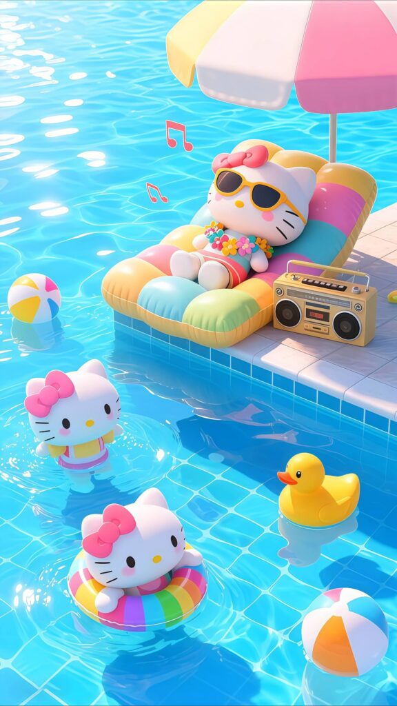 Hello Kitty Summer Pool Party Live Wallpaper