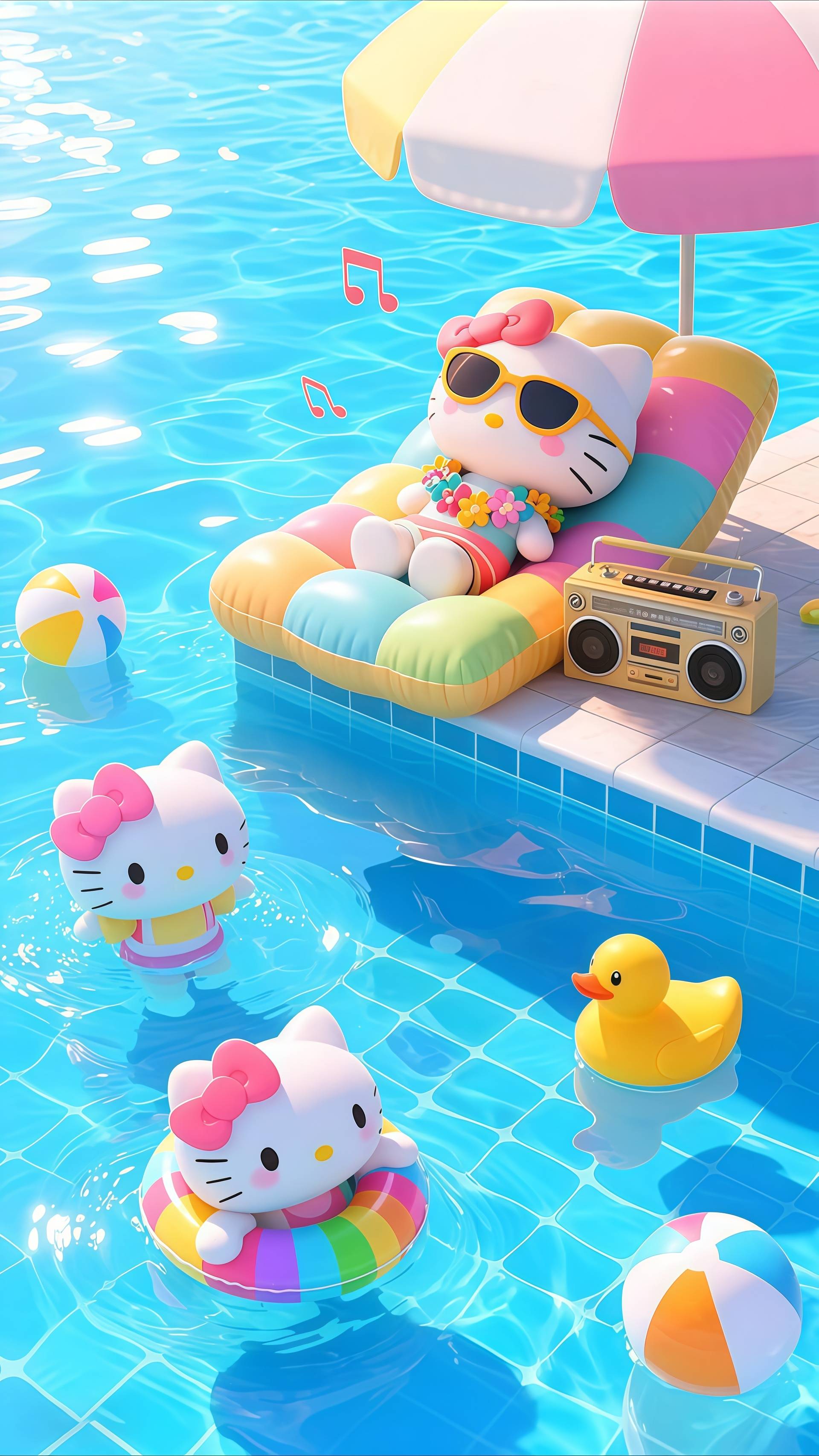 Hello Kitty Summer Pool Party Live Wallpaper