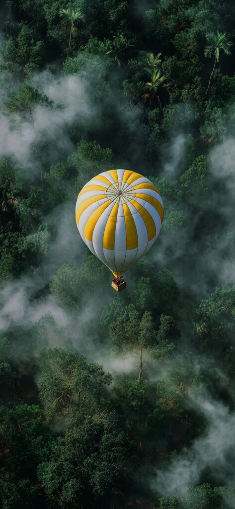 Hot Air Balloon Misty Jungle Flight Live Wallpaper