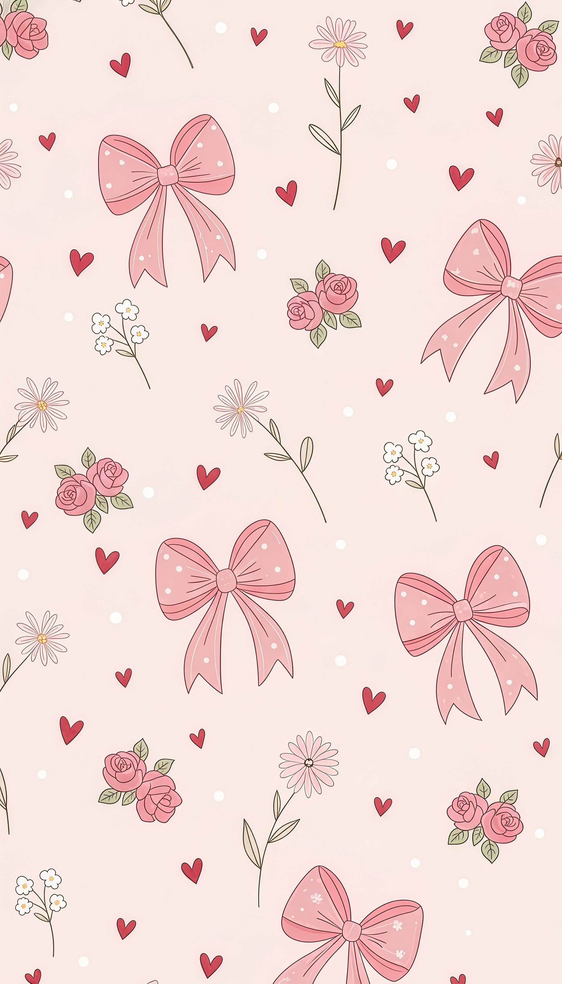 Pink Polka Dot Bow Wallpaper