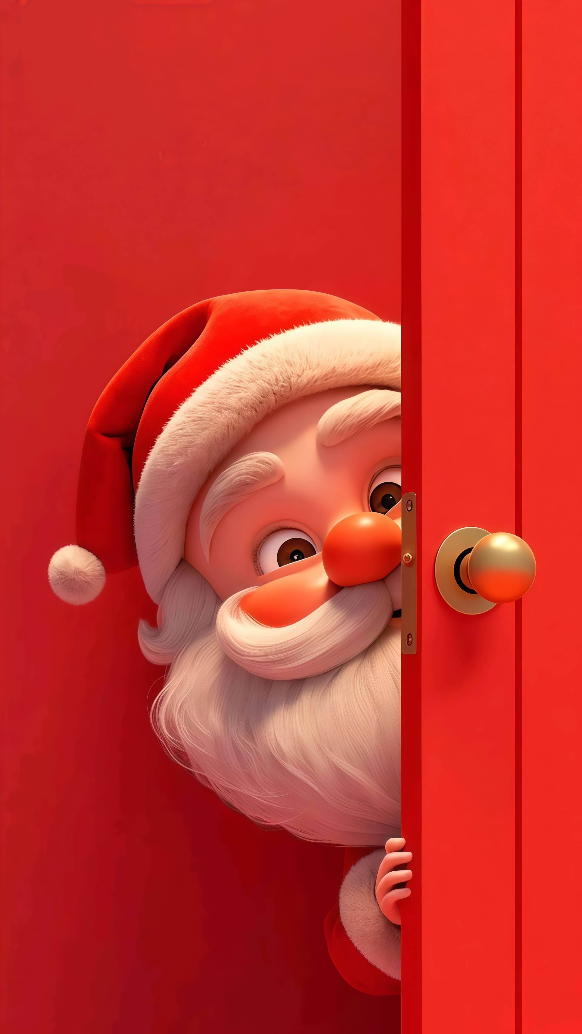 Santa Claus Peeking Animated Christmas Live Wallpaper