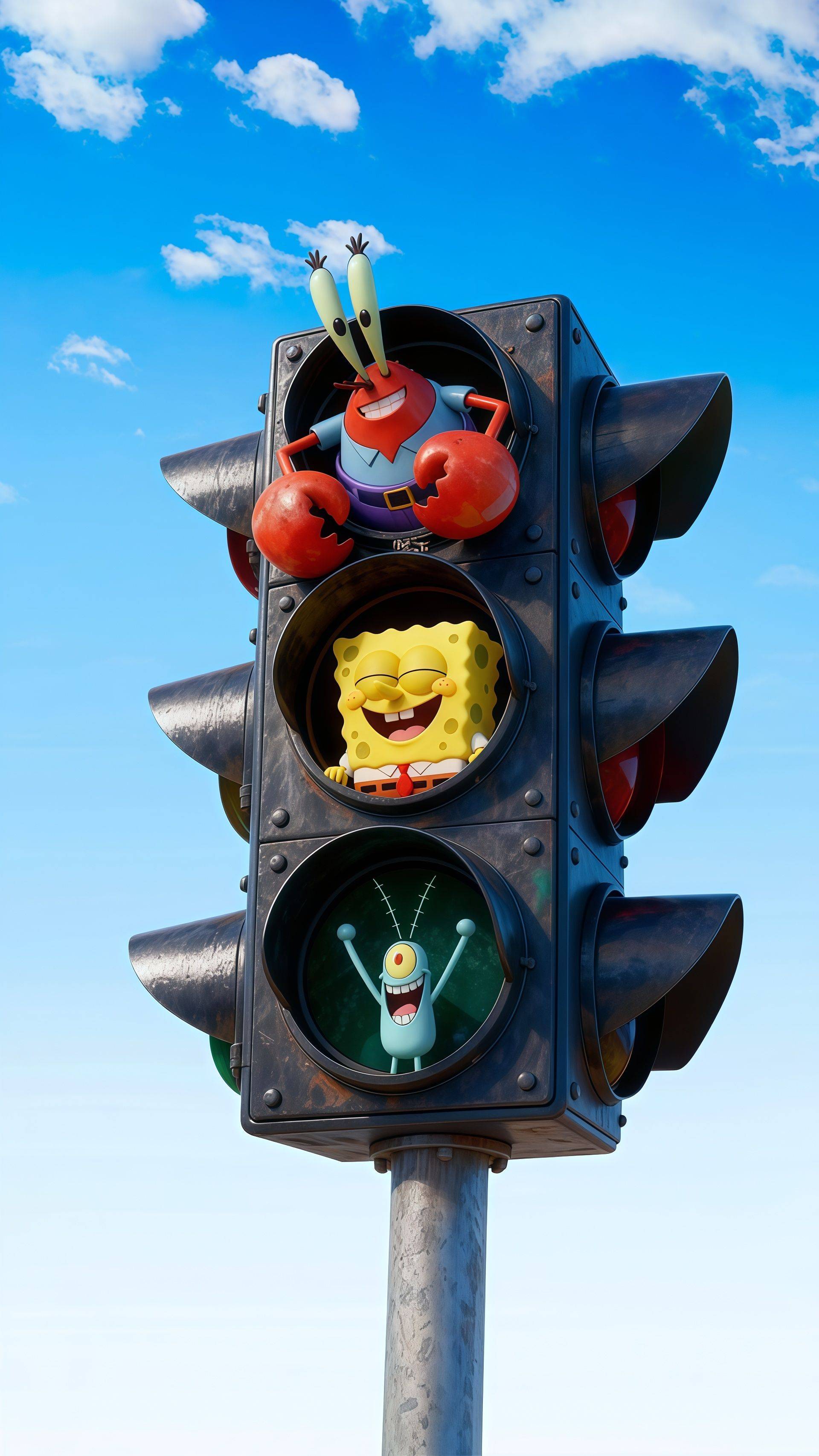 Spongebob Traffic Light Bosses Live Wallpaper