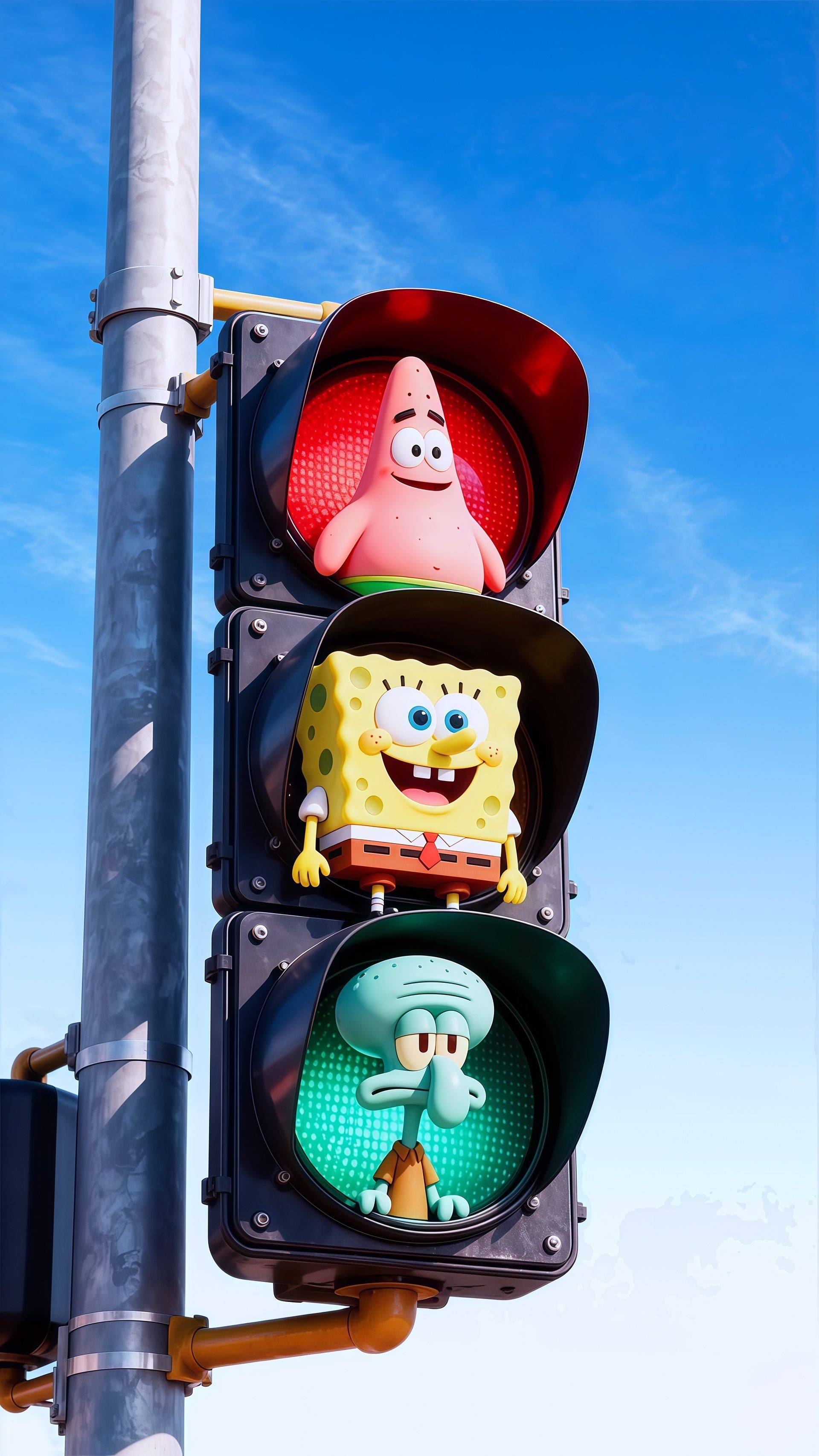 Spongebob Traffic Light Trio Live Wallpaper