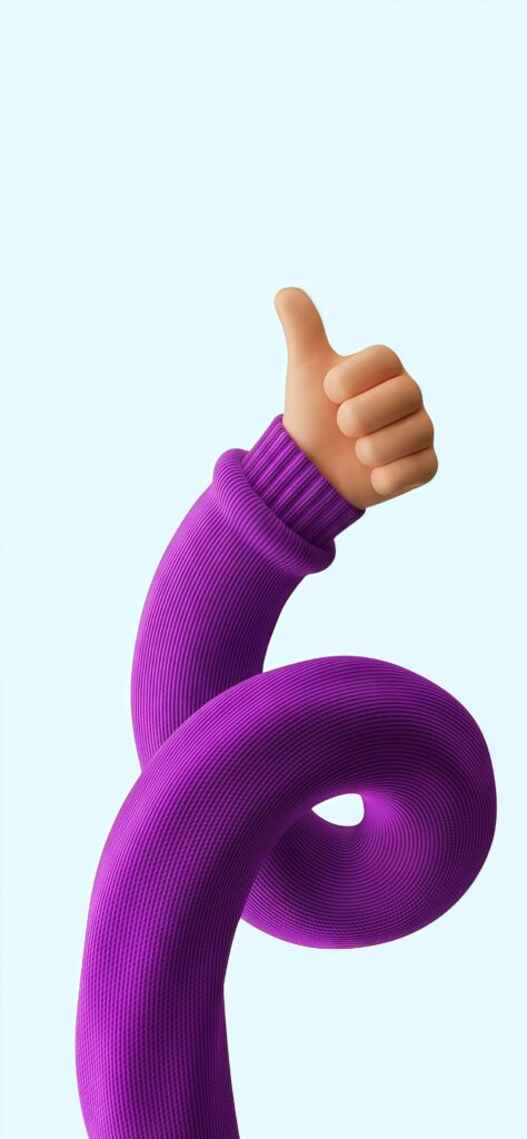 Wacky Purple Thumbs-Up 3D Art Wallpaper