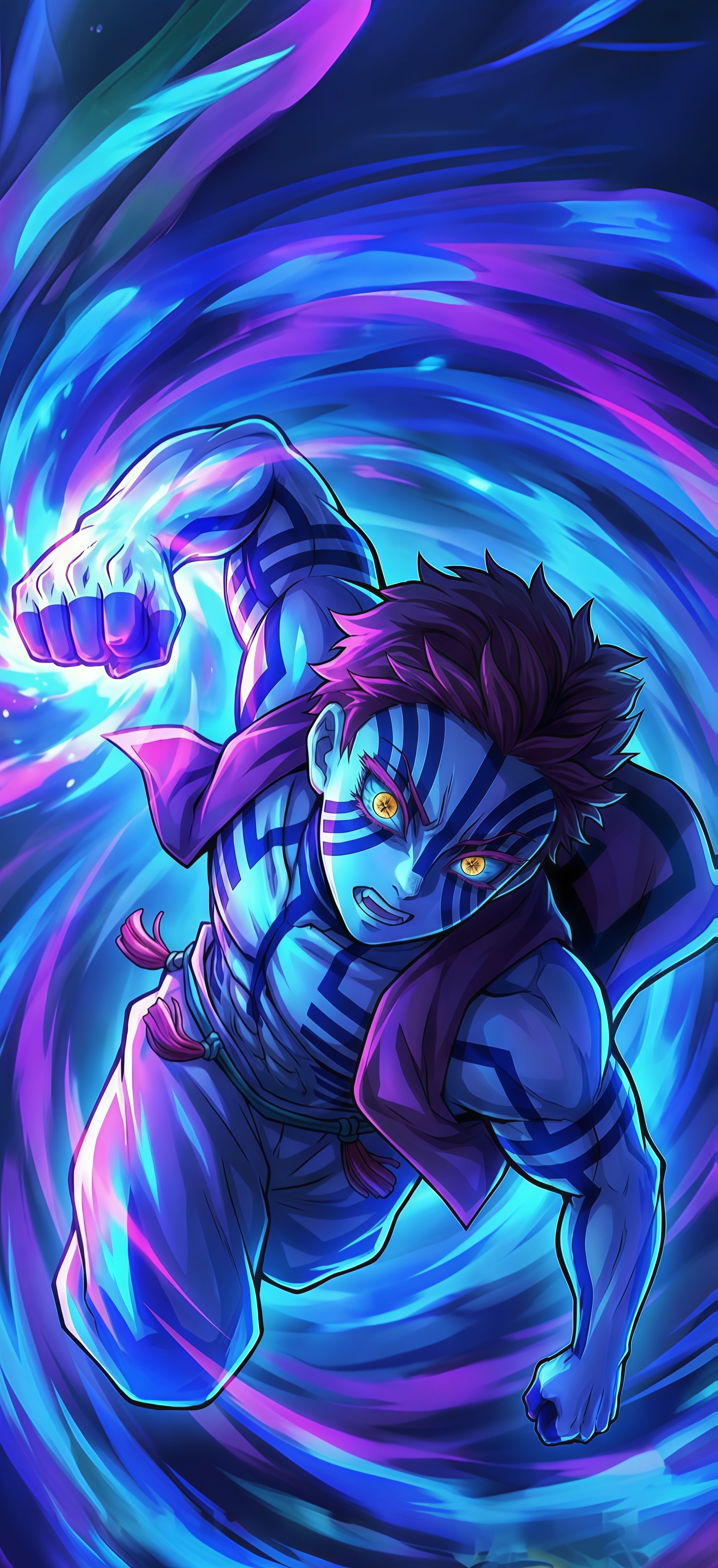 Akaza Demon Moon Combat Wallpaper