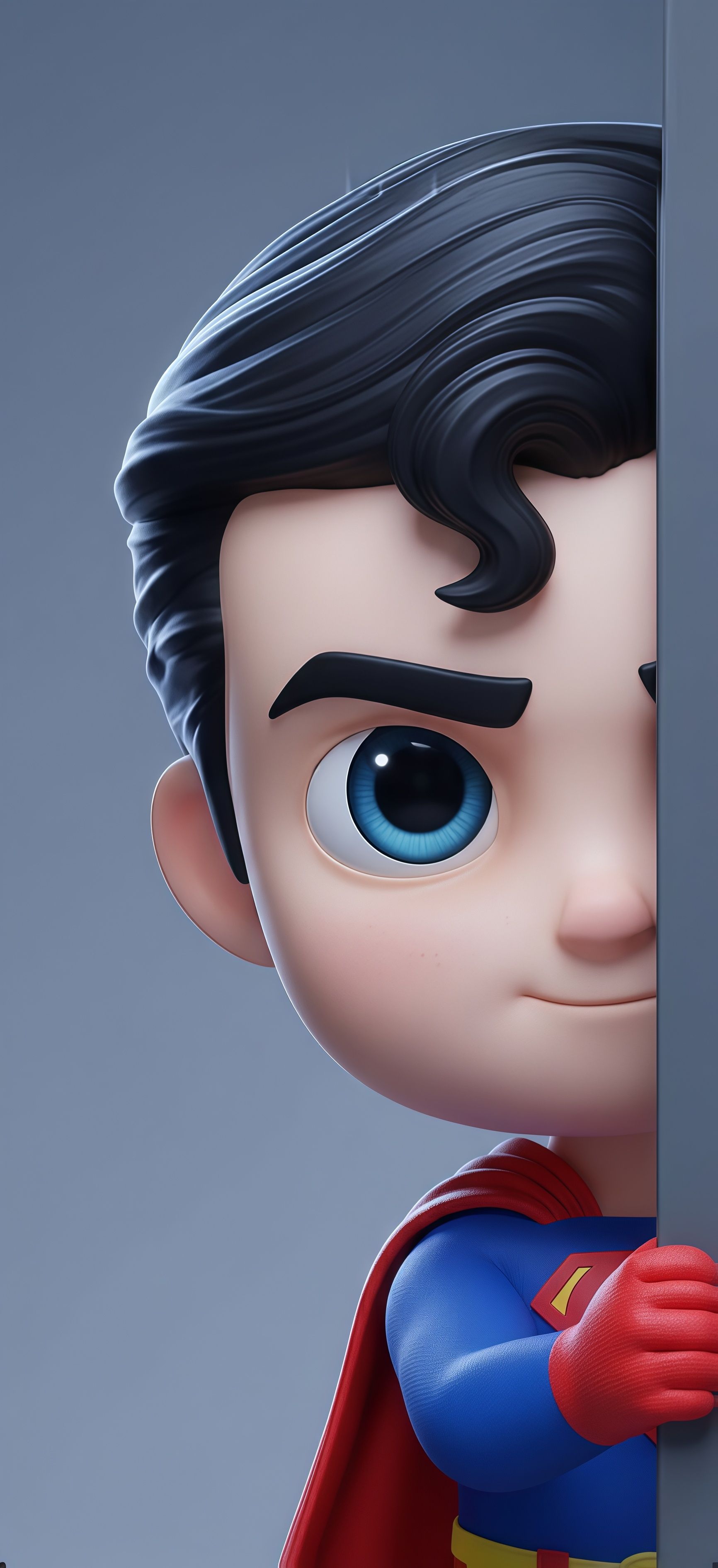 Cute Superman 3D Peeking Wallpaper