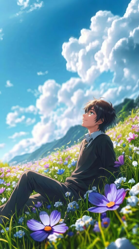 Dreamy Anime Meadow Landscape Wallpaper