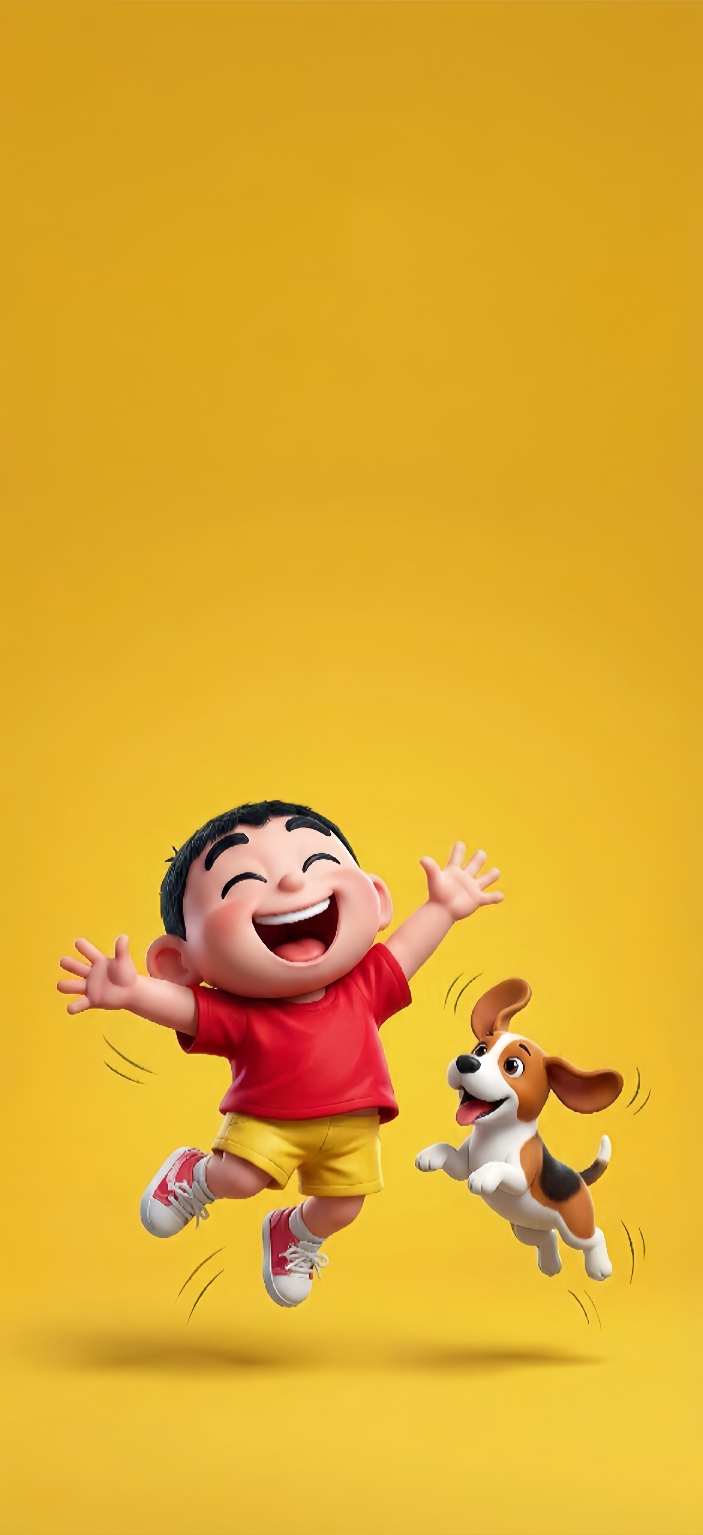 Happy Boy and Dog Wallpaper