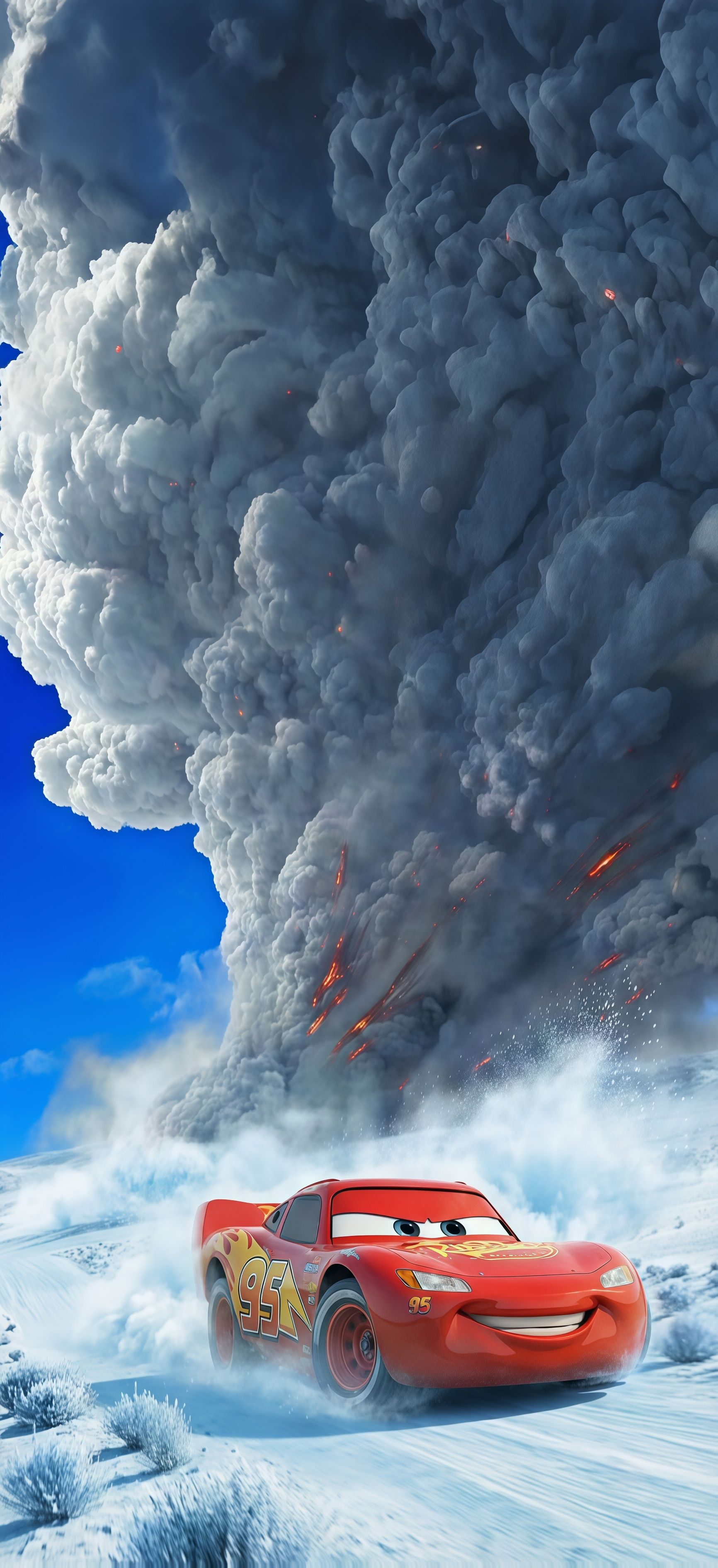 Lightning McQueen Volcano Escape Wallpaper