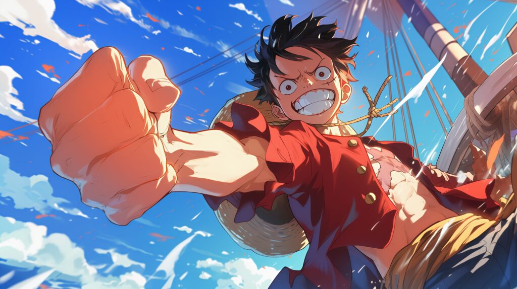 One Piece Luffy Gear 5 Punch Desktop Wallpaper